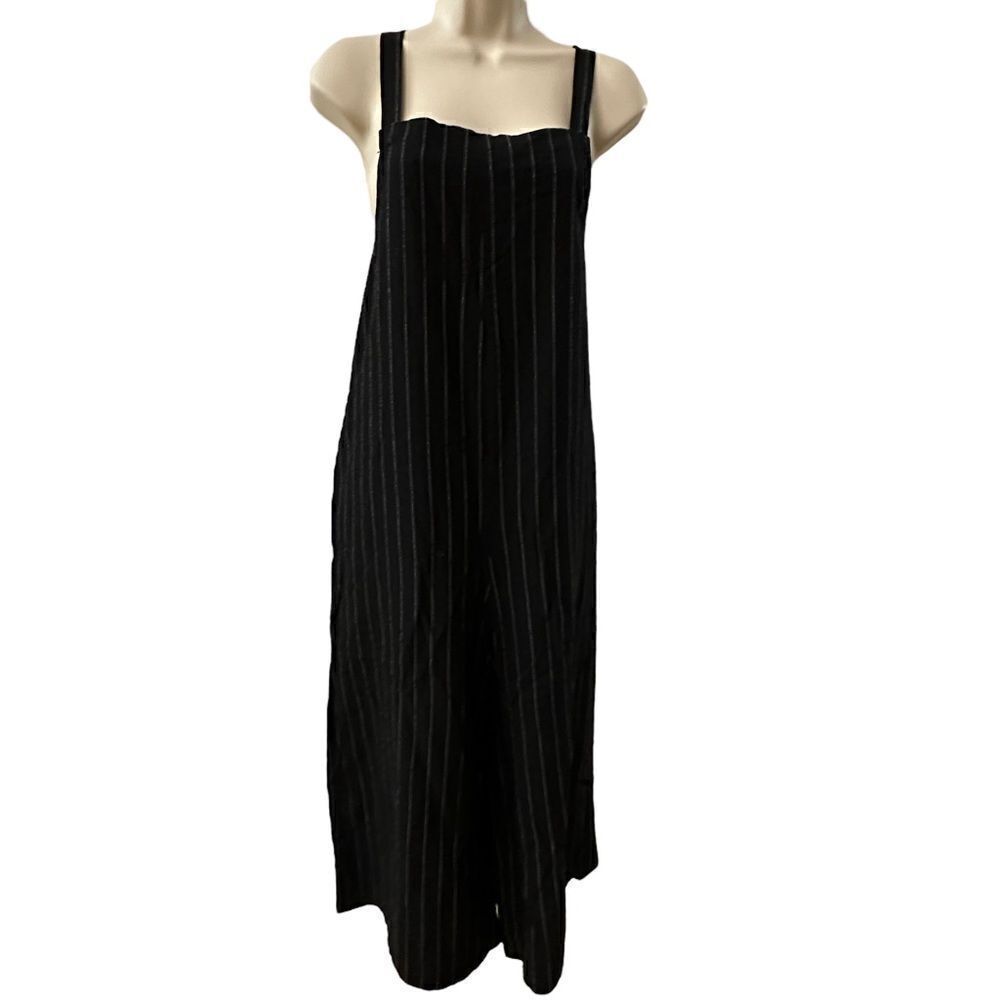 Eden in Love ~ Black Pin striped romper ~ size Large ~ lightweight ~ 100% cotton
